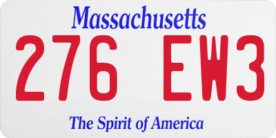 MA license plate 276EW3