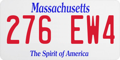 MA license plate 276EW4