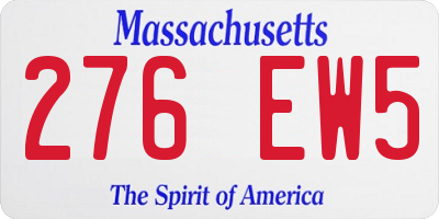 MA license plate 276EW5