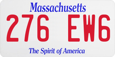 MA license plate 276EW6