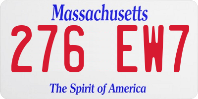 MA license plate 276EW7