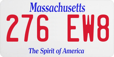 MA license plate 276EW8
