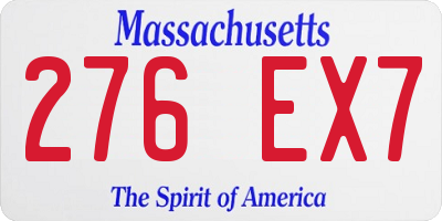 MA license plate 276EX7