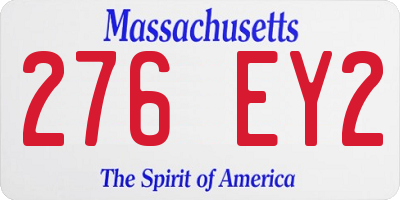 MA license plate 276EY2
