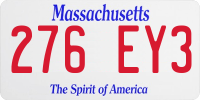 MA license plate 276EY3