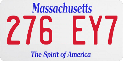 MA license plate 276EY7