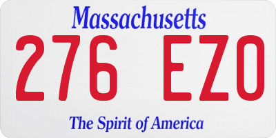 MA license plate 276EZ0