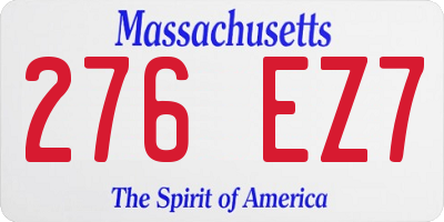 MA license plate 276EZ7