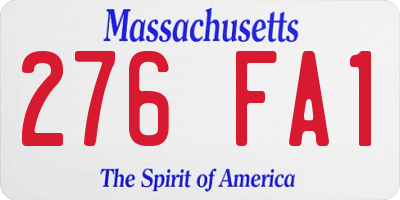 MA license plate 276FA1