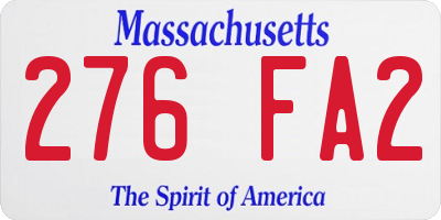 MA license plate 276FA2