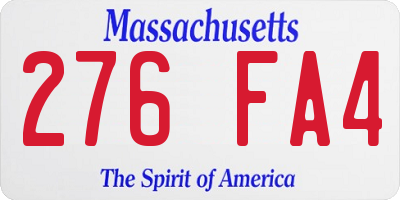MA license plate 276FA4