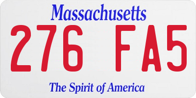 MA license plate 276FA5