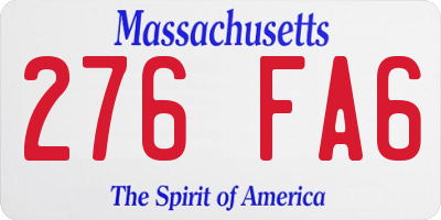 MA license plate 276FA6