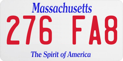 MA license plate 276FA8