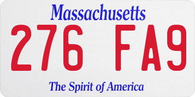 MA license plate 276FA9
