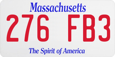 MA license plate 276FB3