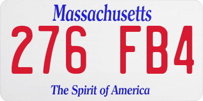MA license plate 276FB4