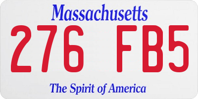MA license plate 276FB5