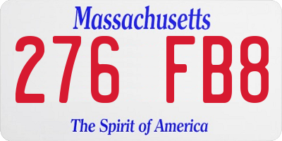 MA license plate 276FB8