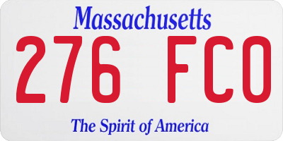 MA license plate 276FC0