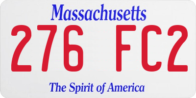 MA license plate 276FC2
