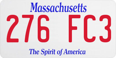 MA license plate 276FC3