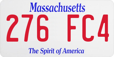 MA license plate 276FC4