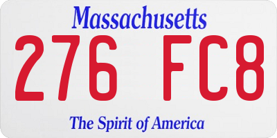 MA license plate 276FC8