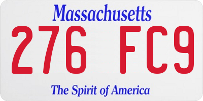 MA license plate 276FC9
