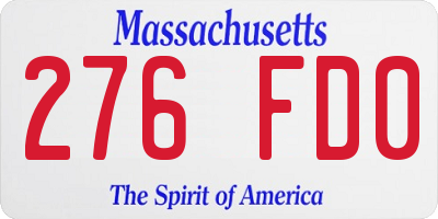 MA license plate 276FD0