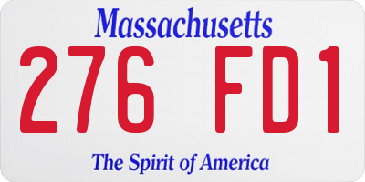 MA license plate 276FD1