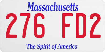 MA license plate 276FD2