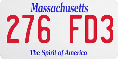 MA license plate 276FD3