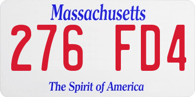MA license plate 276FD4