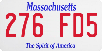 MA license plate 276FD5
