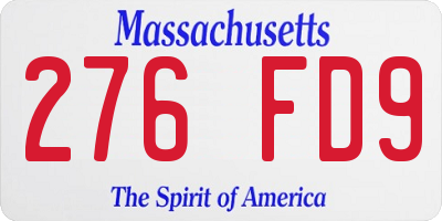 MA license plate 276FD9