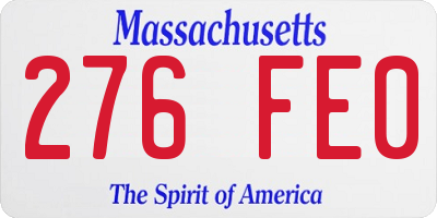 MA license plate 276FE0