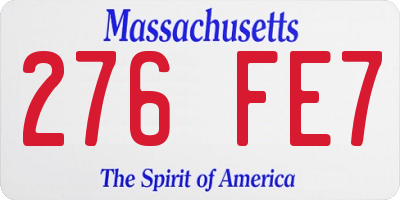 MA license plate 276FE7