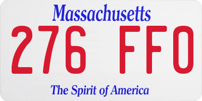 MA license plate 276FF0