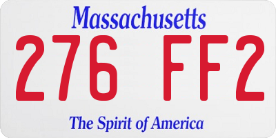 MA license plate 276FF2
