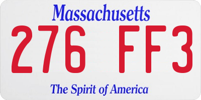 MA license plate 276FF3