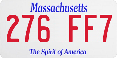 MA license plate 276FF7