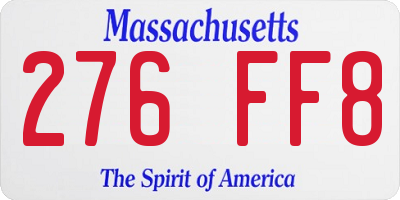 MA license plate 276FF8