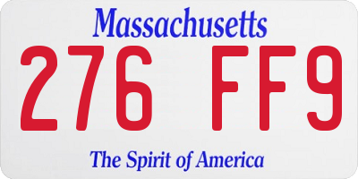 MA license plate 276FF9