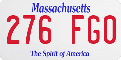 MA license plate 276FG0