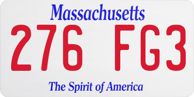 MA license plate 276FG3