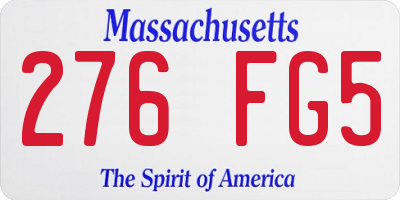 MA license plate 276FG5