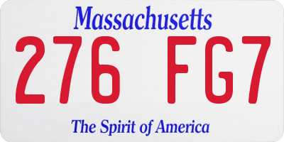 MA license plate 276FG7
