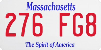 MA license plate 276FG8