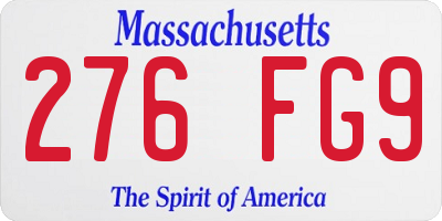 MA license plate 276FG9